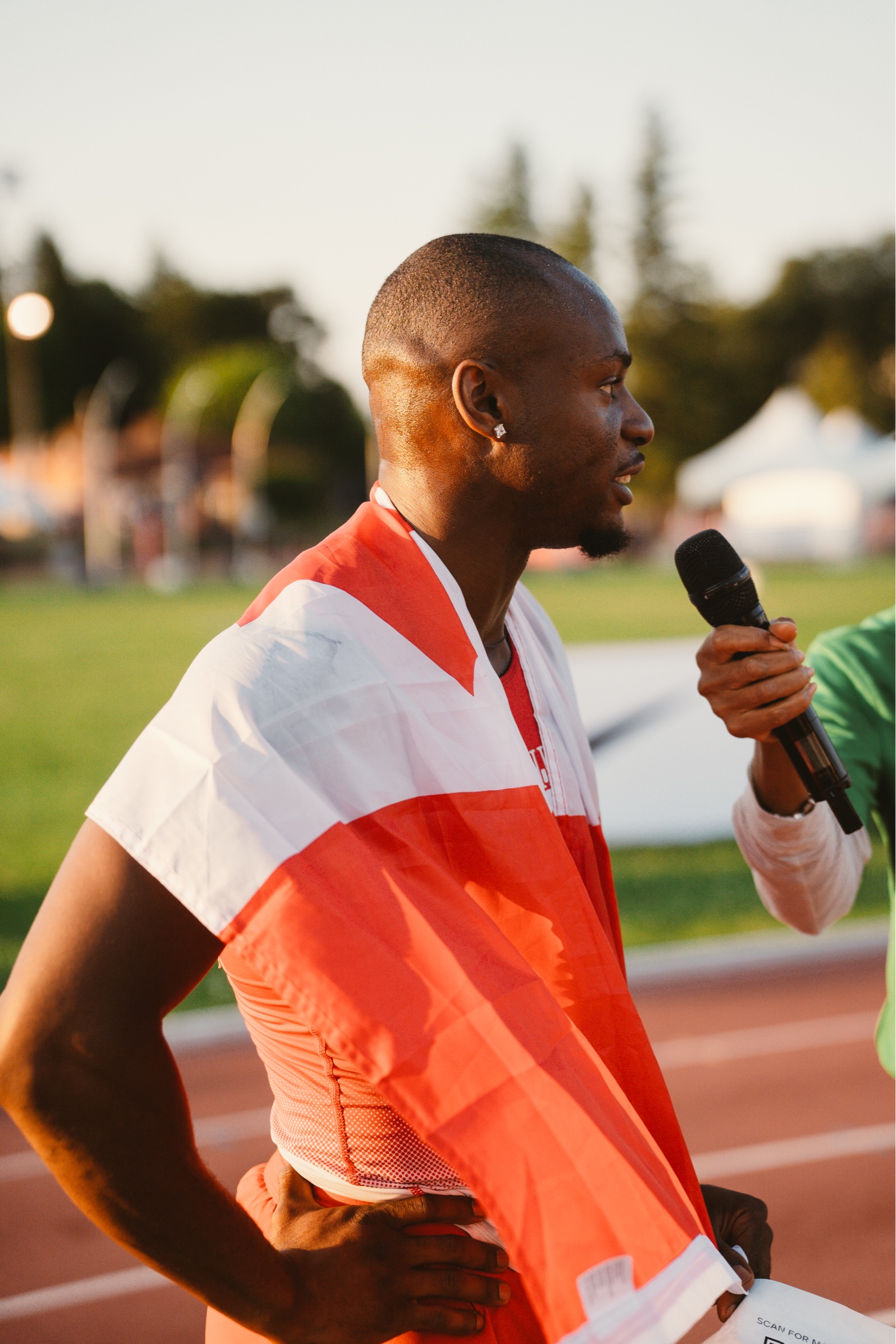 Duan Asemota post-race at 2025 Canadian Championships